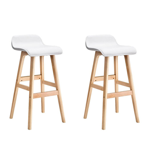 Milo Leather Bentwood Bar Stools 74cm White (Set of 2) - Barstool Express