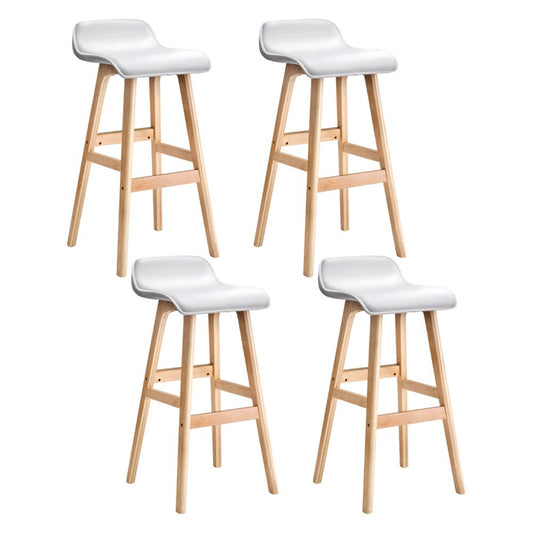 Milo Leather Bentwood Bar Stools 74cm White (Set of 4) - Barstool Express