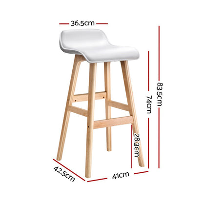 Milo Leather Bentwood Bar Stools 74cm White (Set of 4) - Barstool Express