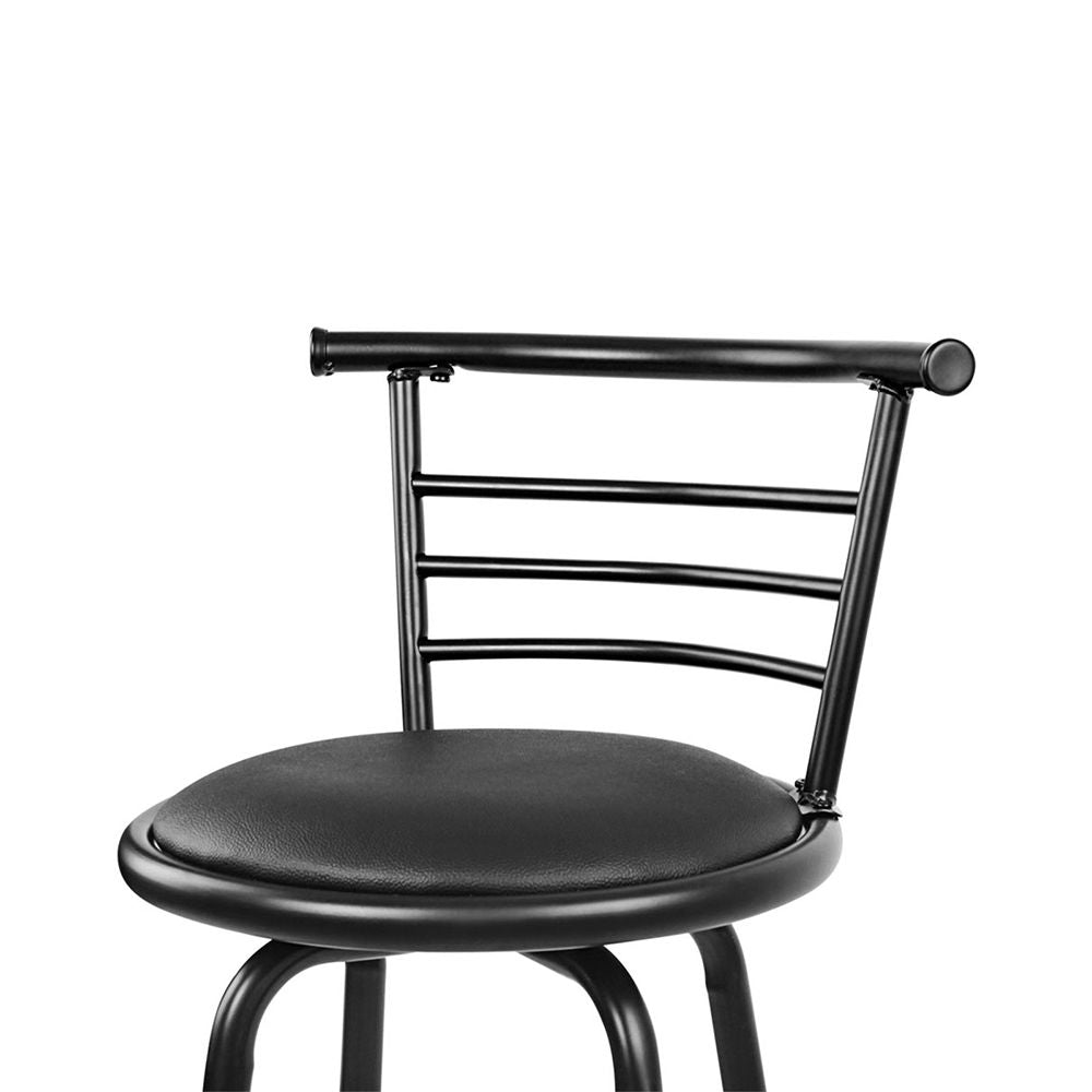 Black metal chair with cushioned seat on a white background