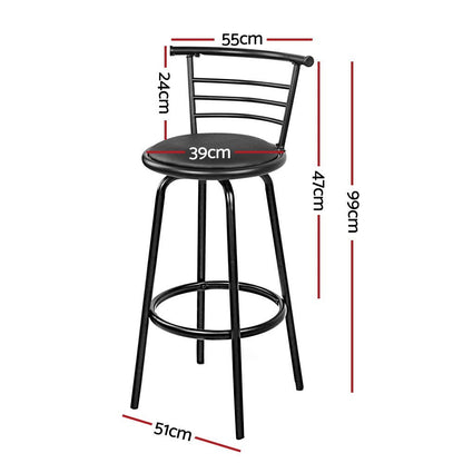 Mimi Leather Padded Swivel Bar Stools 75cm Black (Set of 4) - Barstool Express