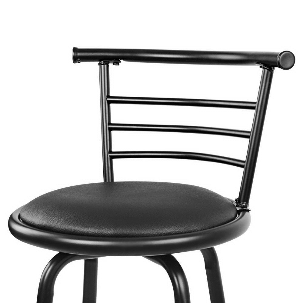 Mimi Leather Padded Swivel Bar Stools 75cm Black (Set of 4) - Barstool Express