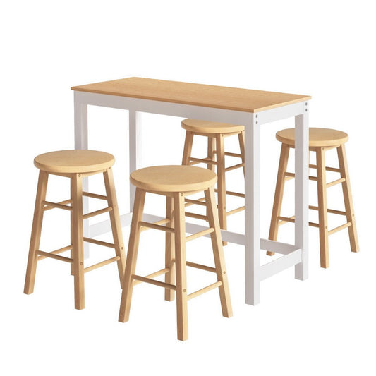 Moana Kitchen Bar Table & Stools Set – Natural & White (5 Piece) - Barstool Express