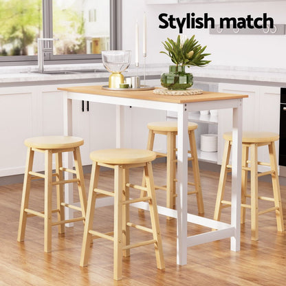 Moana Kitchen Bar Table & Stools Set – Natural & White (5 Piece) - Barstool Express