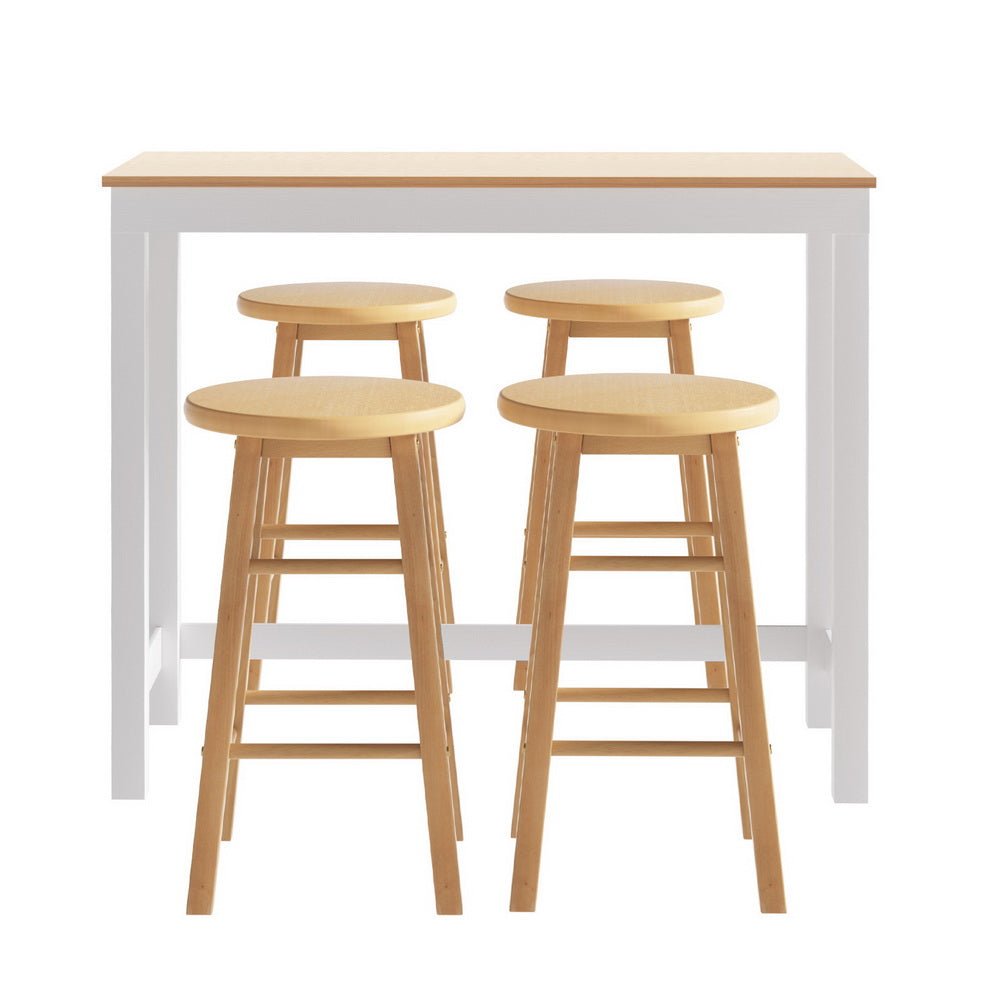 Moana Kitchen Bar Table & Stools Set – Natural & White (5 Piece) - Barstool Express