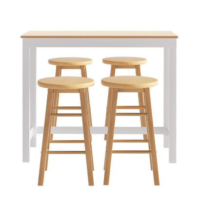 Moana Kitchen Bar Table & Stools Set – Natural & White (5 Piece) - Barstool Express