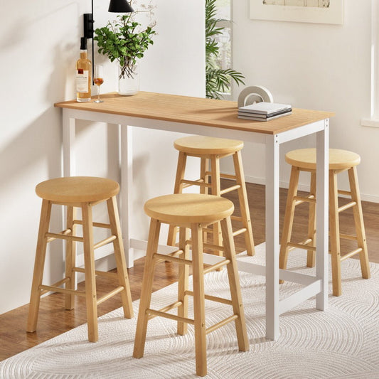 Moana Kitchen Bar Table & Stools Set – Natural & White (5 Piece) - Barstool Express