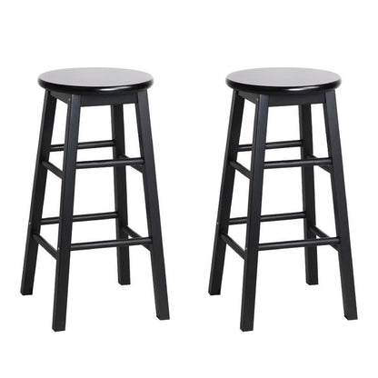 Moana Round Wooden Bar Stools 61cm Black (Set of 2) - Barstool Express