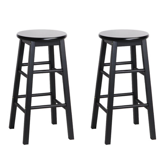 Moana Round Wooden Bar Stools 61cm Black (Set of 2) - Barstool Express
