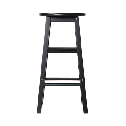 Moana Round Wooden Bar Stools 61cm Black (Set of 2) - Barstool Express