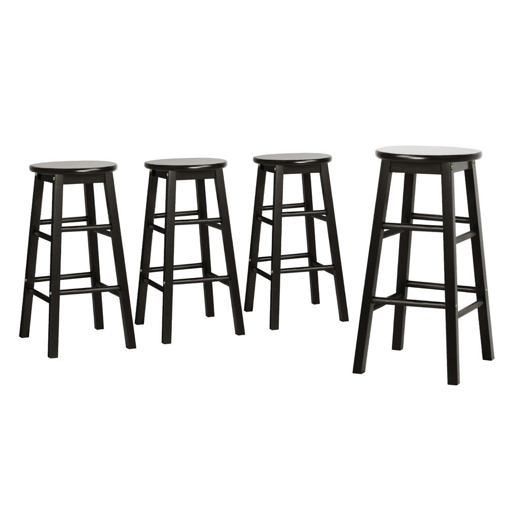 Moana Round Wooden Bar Stools 61cm Black (Set of 4) - Barstool Express