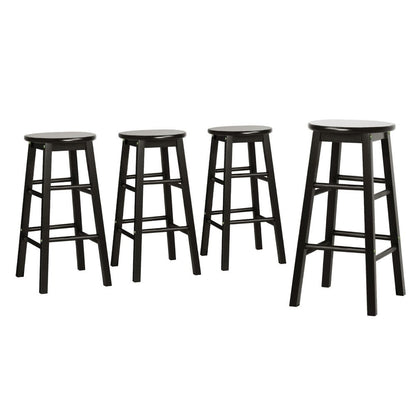 Moana Round Wooden Bar Stools 61cm Black (Set of 4) - Barstool Express