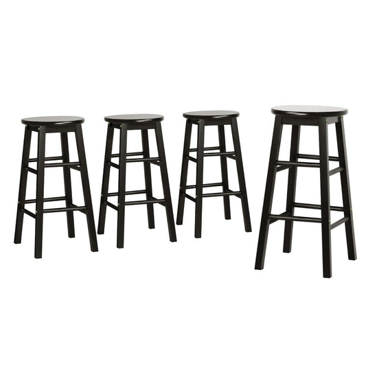 Moana Round Wooden Bar Stools 61cm Black (Set of 4) - Barstool Express