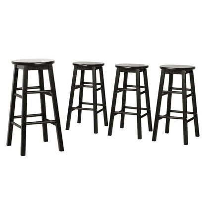 Moana Round Wooden Bar Stools 61cm Black (Set of 4) - Barstool Express
