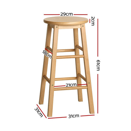 Moana Round Wooden Bar Stools 61cm Natural (Set of 2) - Barstool Express