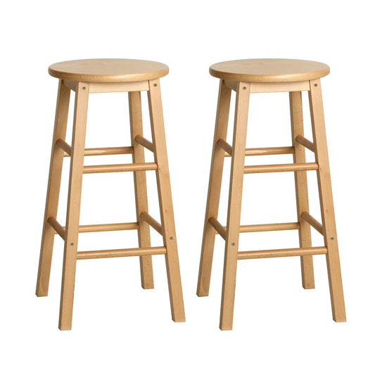 Moana Round Wooden Bar Stools 61cm Natural (Set of 2) - Barstool Express