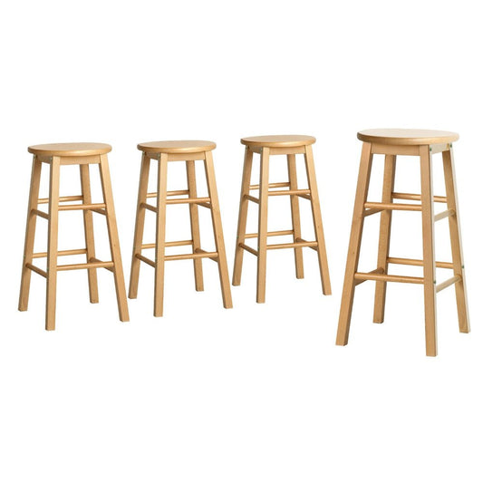 Moana Round Wooden Bar Stools 61cm Natural (Set of 4) - Barstool Express