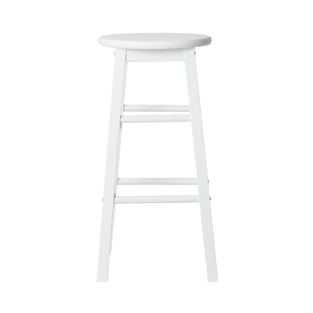 Moana Round Wooden Bar Stools 61cm White (Set of 2) - Barstool Express