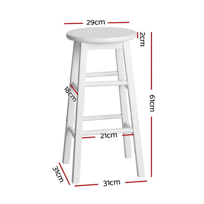 Moana Round Wooden Bar Stools 61cm White (Set of 2) - Barstool Express