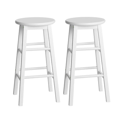 Moana Round Wooden Bar Stools 61cm White (Set of 2) - Barstool Express