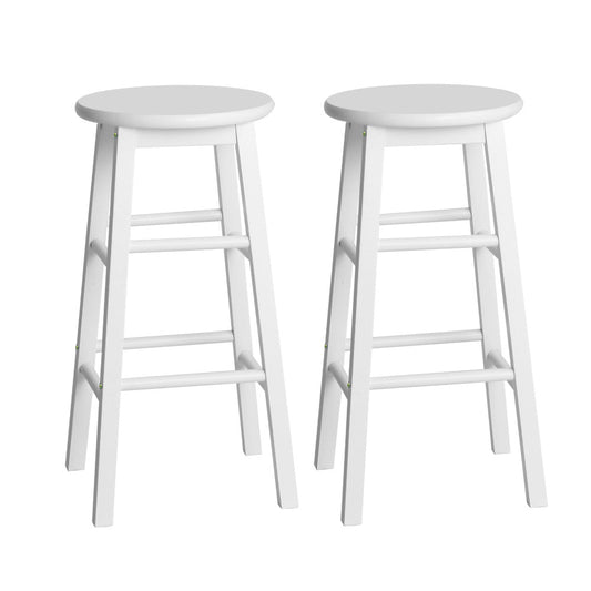 Moana Round Wooden Bar Stools 61cm White (Set of 2) - Barstool Express