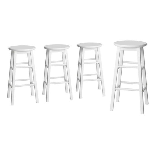 Moana Round Wooden Bar Stools 61cm White (Set of 4) - Barstool Express
