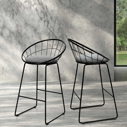 Nox Metal Padded Seat Bar Stools 65cm Grey (Set of 2) - Barstool Express