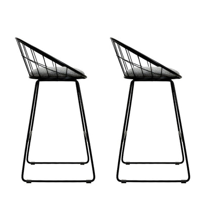 Nox Metal Padded Seat Bar Stools 65cm Grey (Set of 2) - Barstool Express