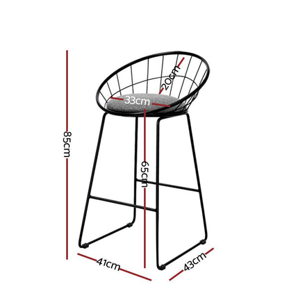 Nox Metal Padded Seat Bar Stools 65cm Grey (Set of 4) - Barstool Express
