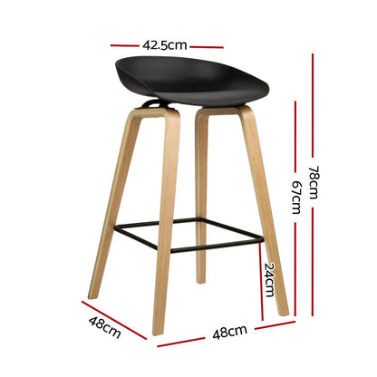 Olen Plastic Timber Frame Bar Stools 67cm Black (Set of 2) - Barstool Express