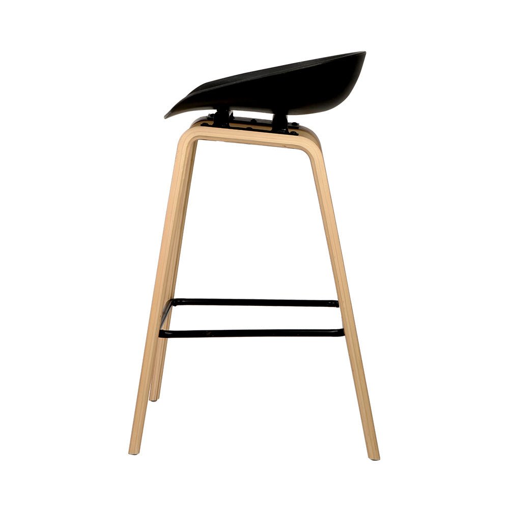 Olen Plastic Timber Frame Bar Stools 67cm Black (Set of 2) - Barstool Express