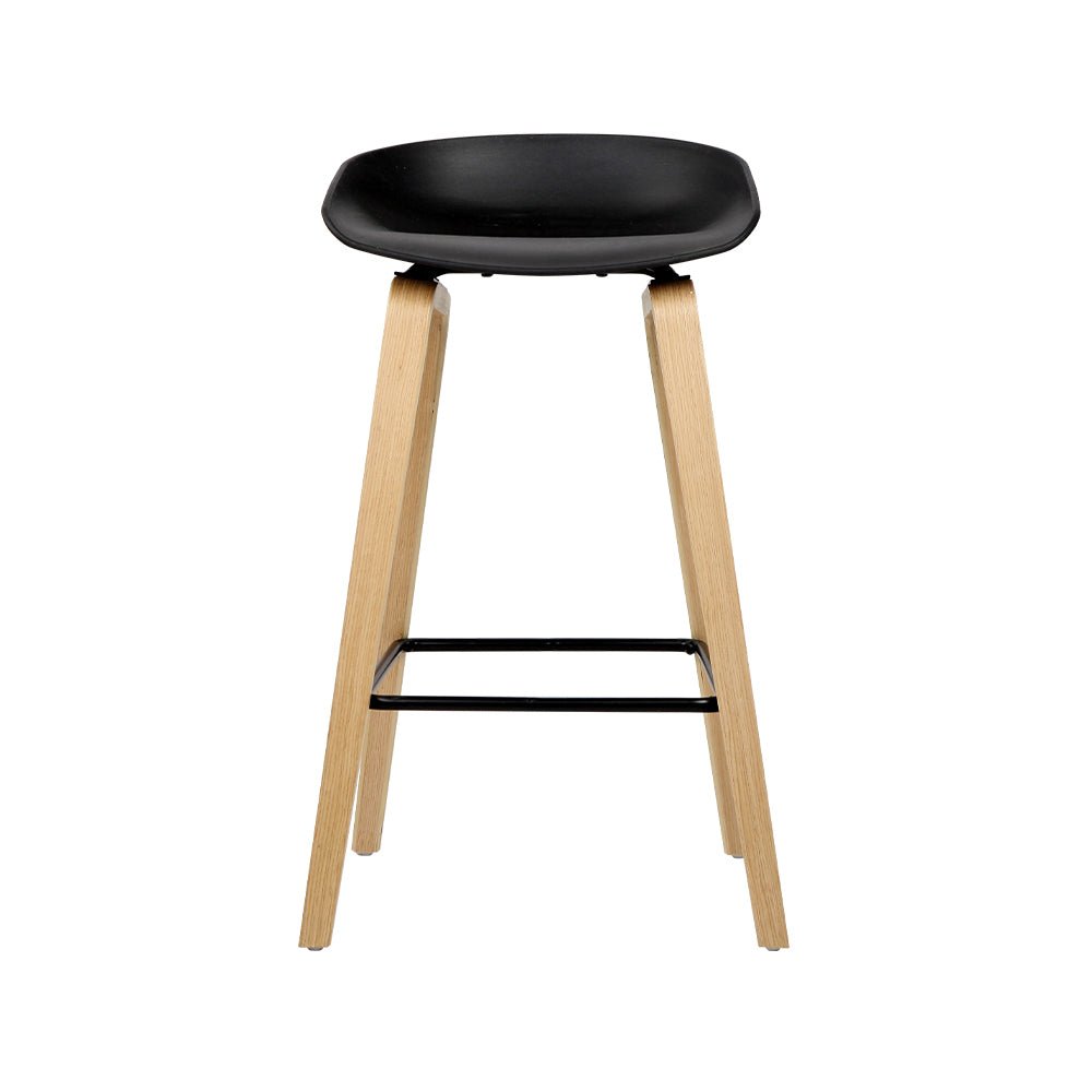 Olen Plastic Timber Frame Bar Stools 67cm Black (Set of 2) - Barstool Express