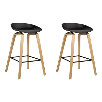 Olen Plastic Timber Frame Bar Stools 67cm Black (Set of 2) - Barstool Express