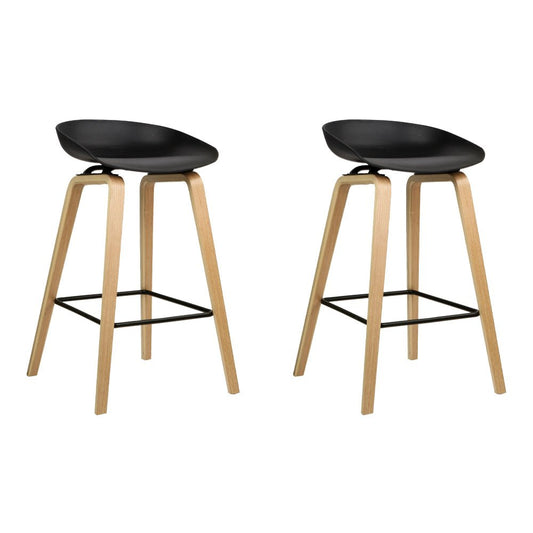 Olen Plastic Timber Frame Bar Stools 67cm Black (Set of 2) - Barstool Express