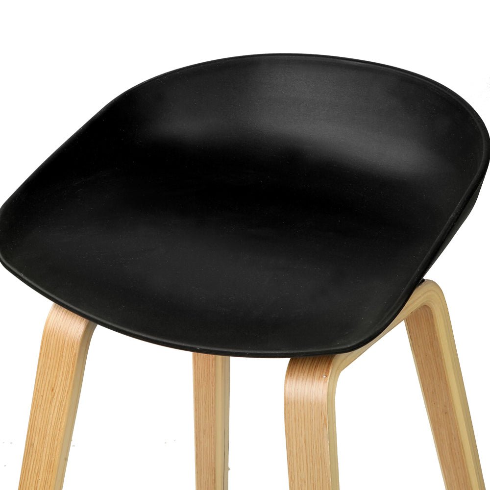 Olen Plastic Timber Frame Bar Stools 67cm Black (Set of 4) - Barstool Express