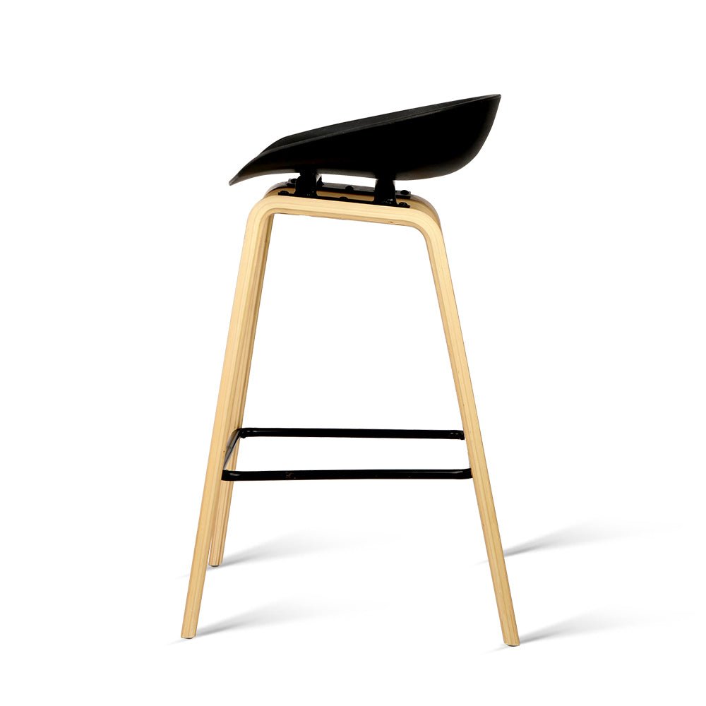 Olen Plastic Timber Frame Bar Stools 67cm Black (Set of 4) - Barstool Express