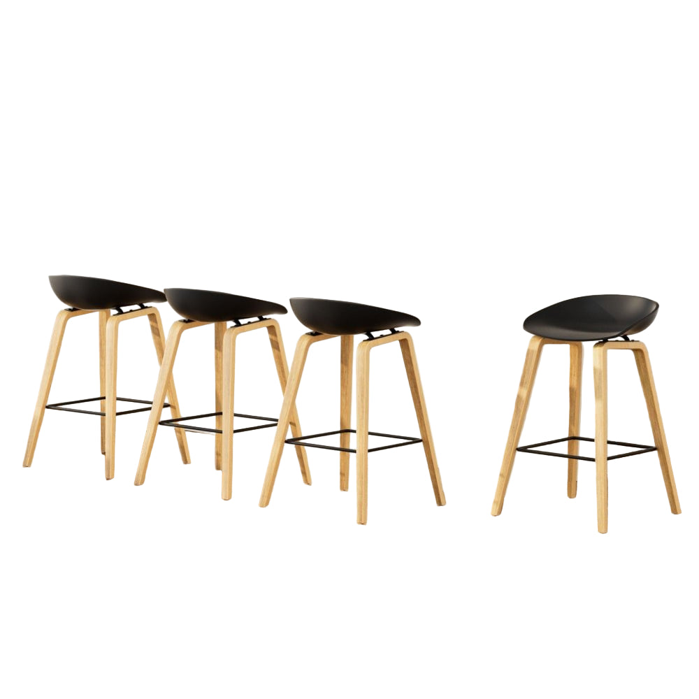 Olen Plastic Timber Frame Bar Stools 67cm Black (Set of 4) - Barstool Express