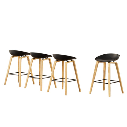 Olen Plastic Timber Frame Bar Stools 67cm Black (Set of 4) - Barstool Express