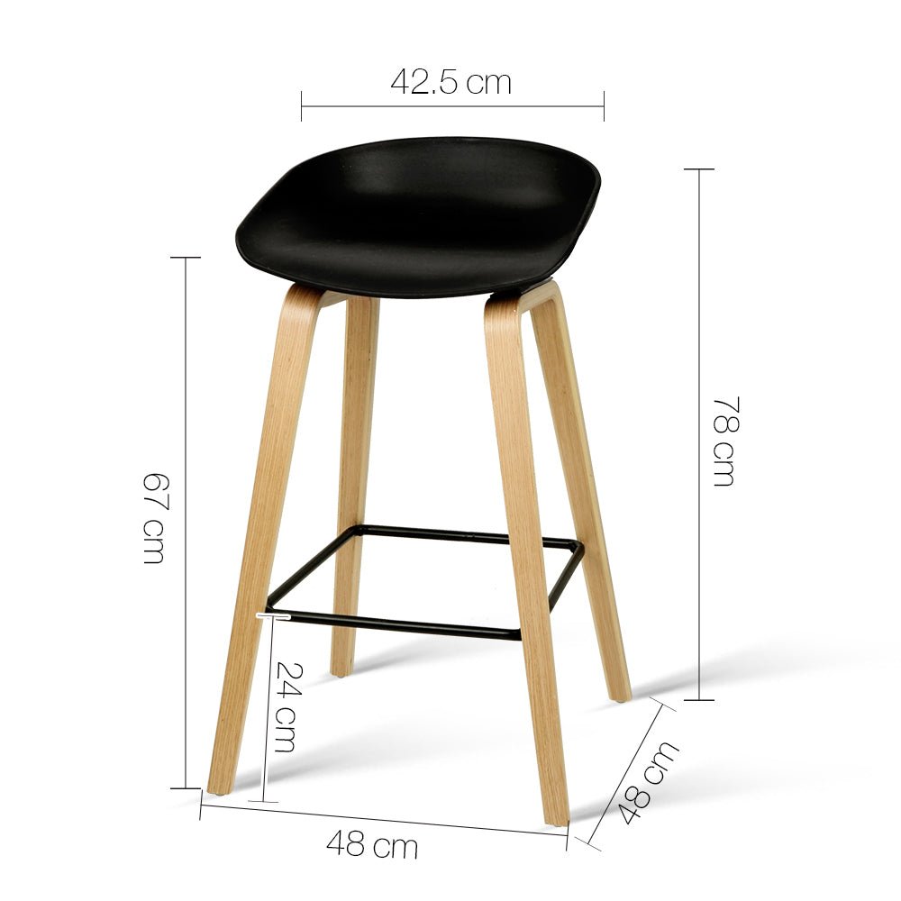 Olen Plastic Timber Frame Bar Stools 67cm Black (Set of 4) - Barstool Express