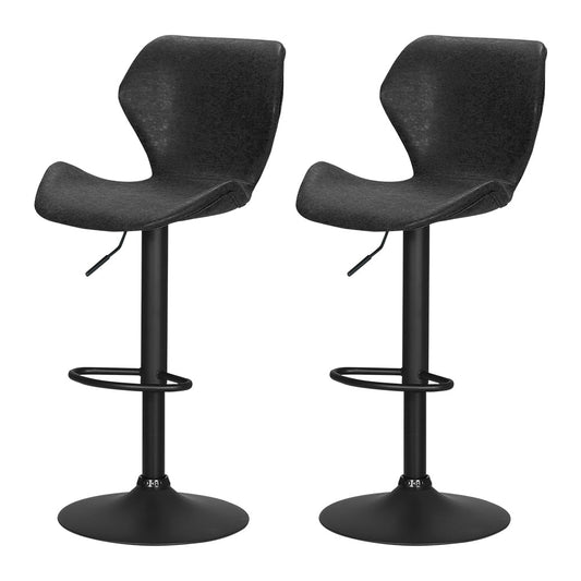 Otto Vintage Leather Adjustable Bar Stools Black (Set of 2) - Barstool Express