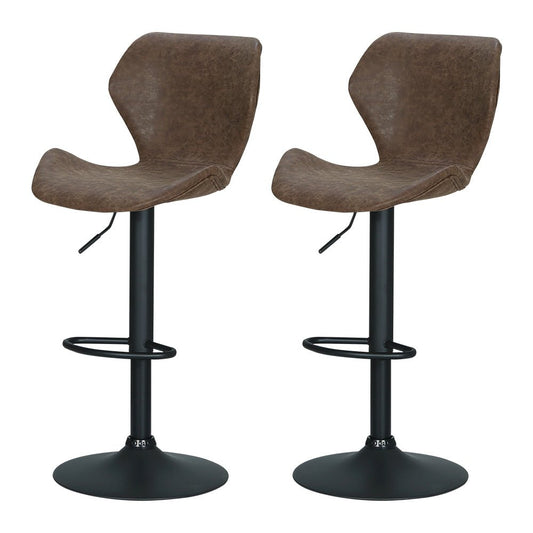 Otto Vintage Leather Adjustable Bar Stools Brown (Set of 2) - Barstool Express