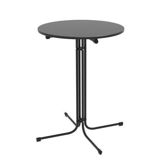 Outdoor Folding Adjustable Round Bar Table Patio Furniture Black - Barstool Express