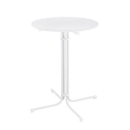 Outdoor Folding Adjustable Round Bar Table Patio Furniture White - Barstool Express