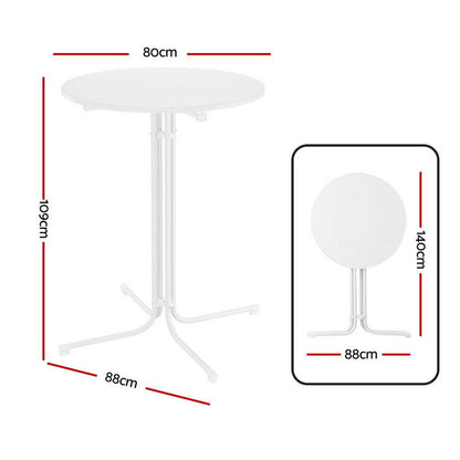 Outdoor Folding Adjustable Round Bar Table Patio Furniture White - Barstool Express