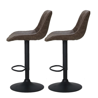 Owen Vintage Leather Adjustable Bar Stools Brown (Set of 2) - Barstool Express