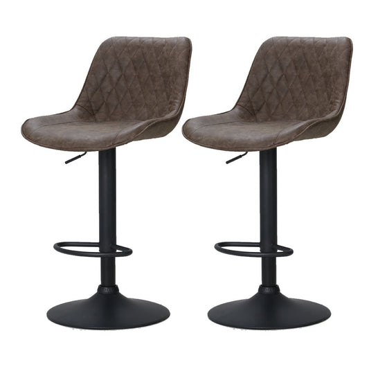 Owen Vintage Leather Adjustable Bar Stools Brown (Set of 2) - Barstool Express