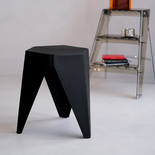 Puzzle Design Stackable Plastic Stools 45cm Black (Set of 2) - Barstool Express