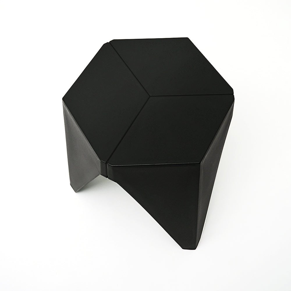 Puzzle Design Stackable Plastic Stools 45cm Black (Set of 2) - Barstool Express