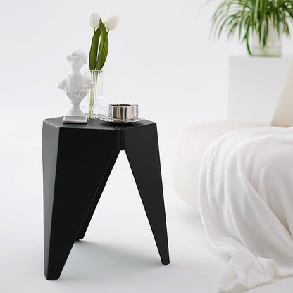 Puzzle Design Stackable Plastic Stools 45cm Black (Set of 2) - Barstool Express