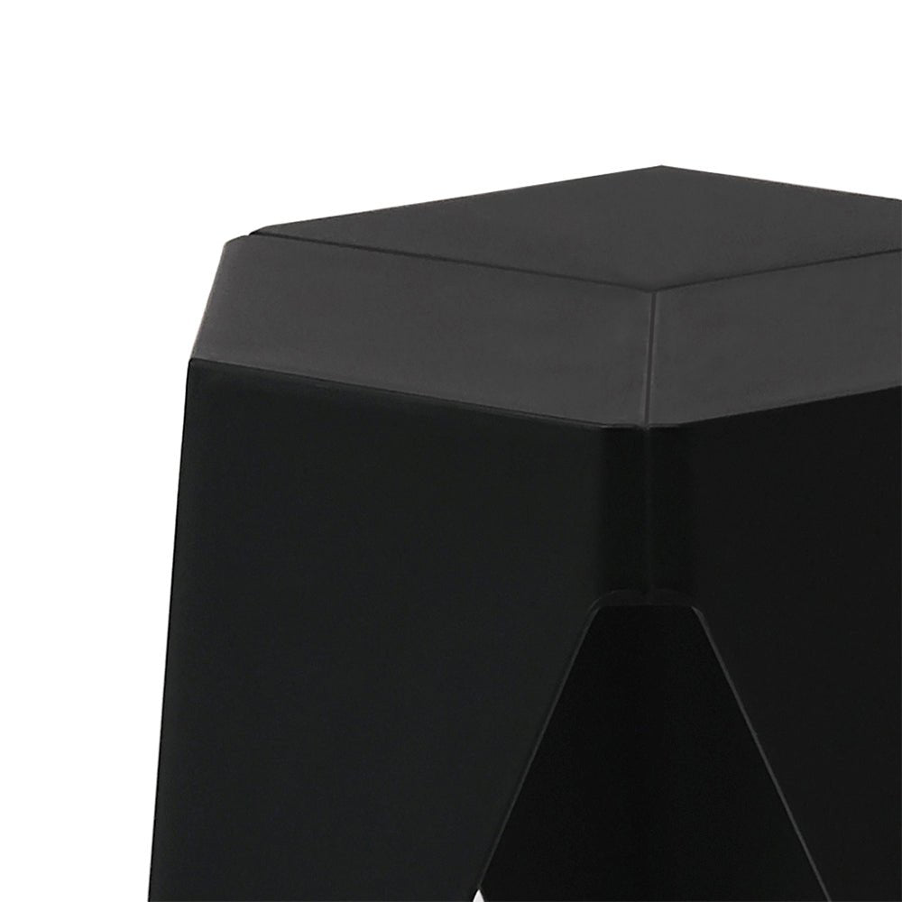 Puzzle Design Stackable Plastic Stools 45cm Black (Set of 2) - Barstool Express
